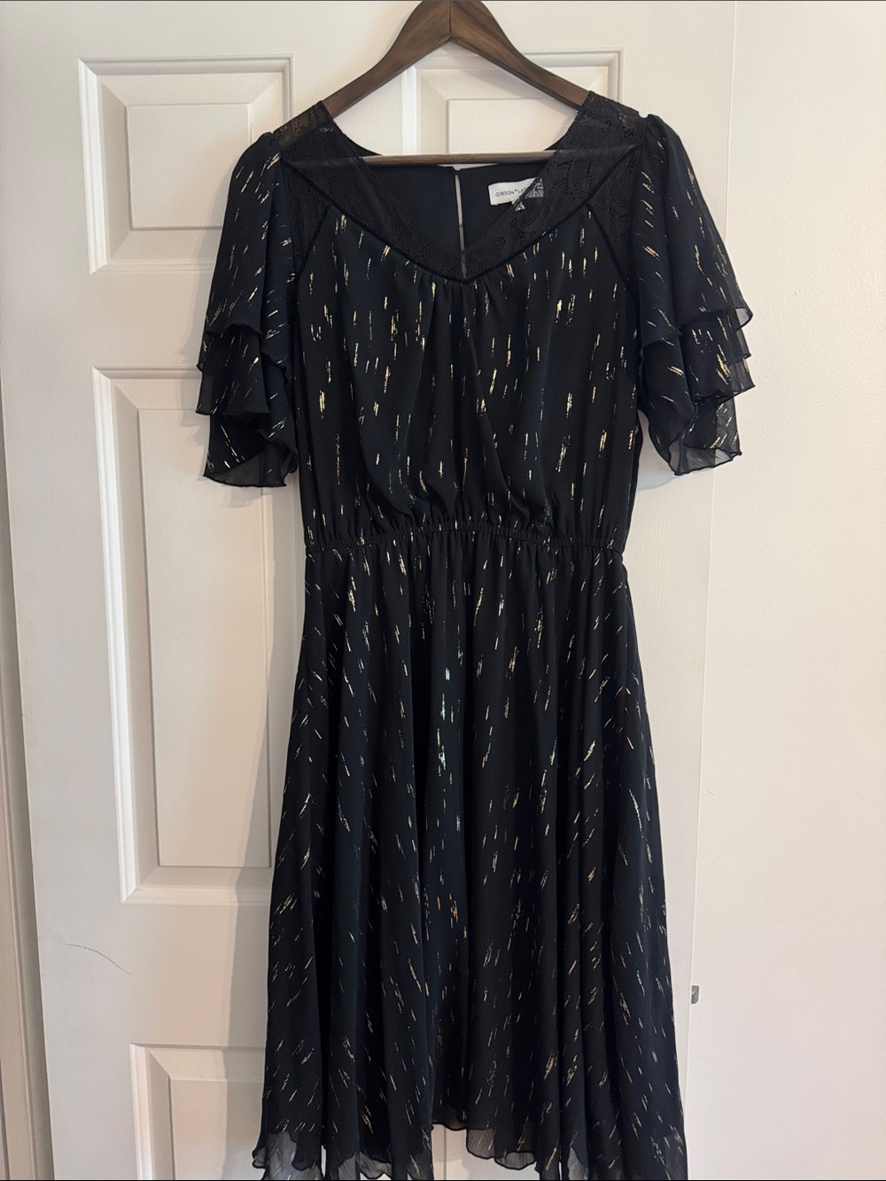 George Black Midi Dress with Gold Speckle Detail